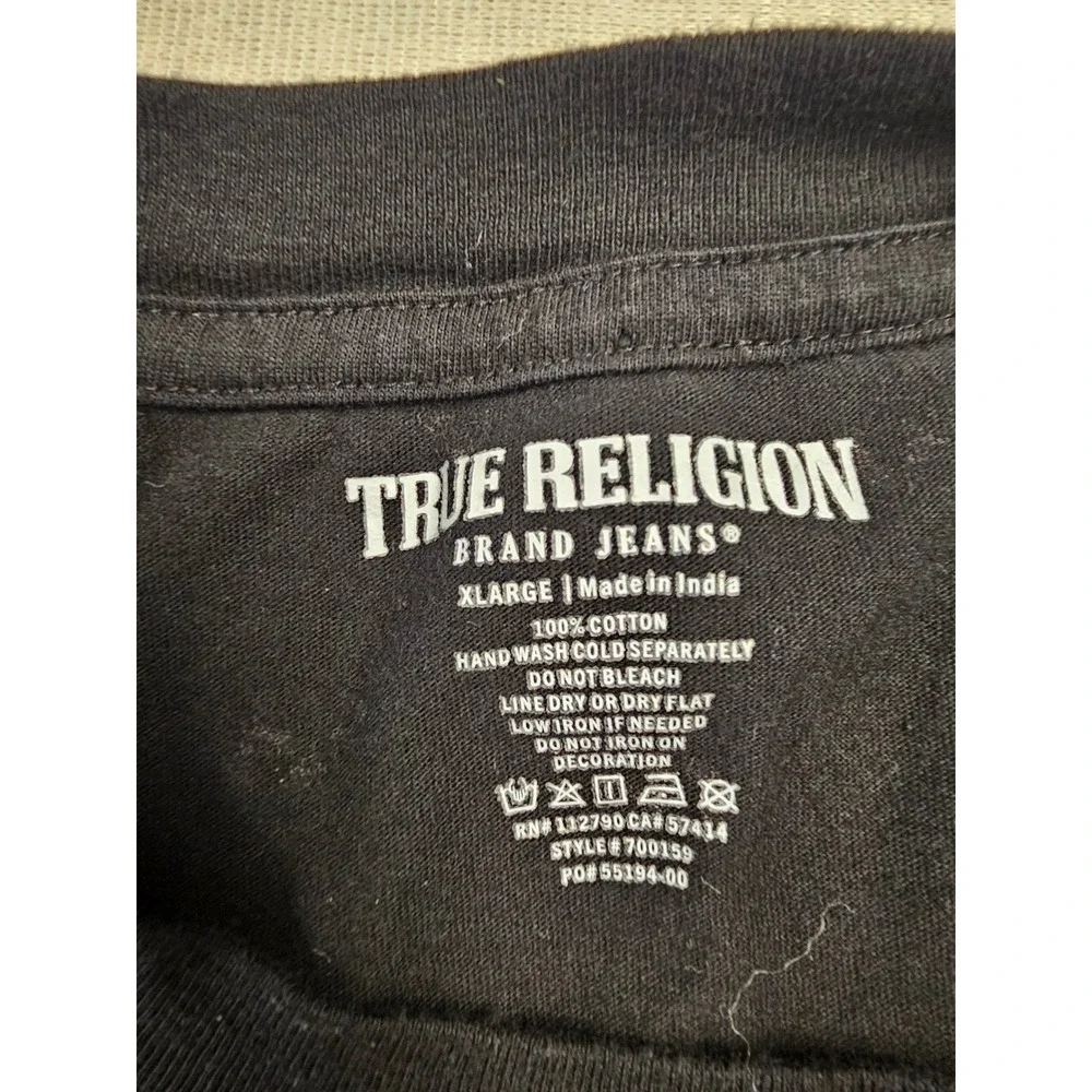 True Religion Mens Black Horseshoe‎ All Over Print T-Shirt XL 700159